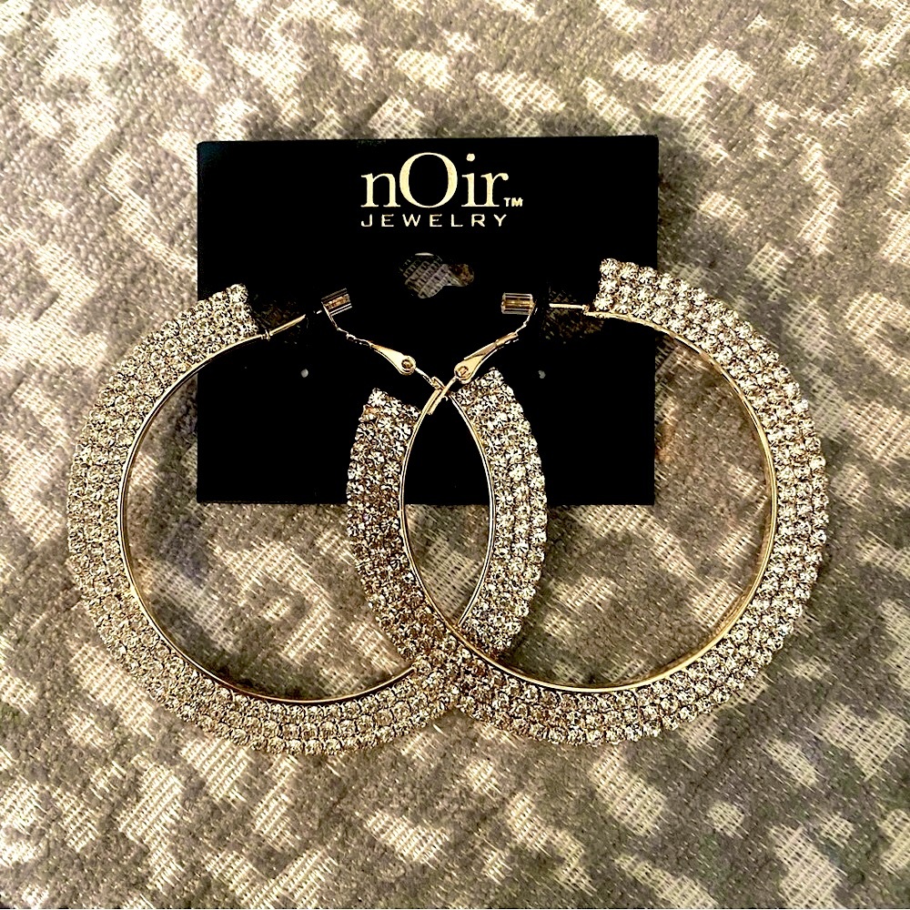 Noir rhinestone circle earrings - NEW!